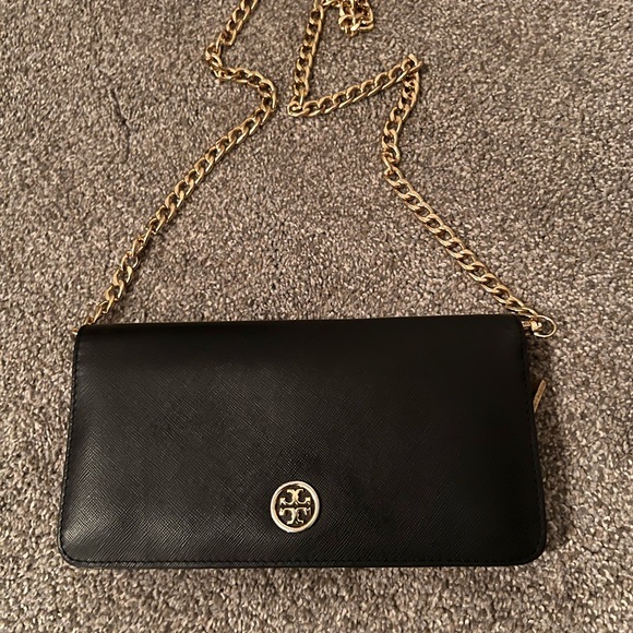 Tory Burch Robinson Black large Leather Wallet - Picture 1 of 13